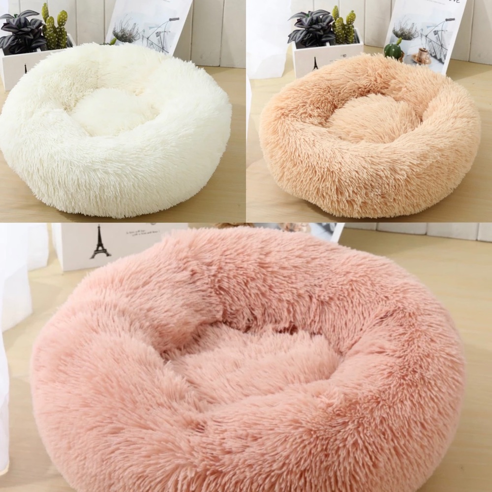 120 CM Calming Donut Fluffy Dog Cat Bed Washable